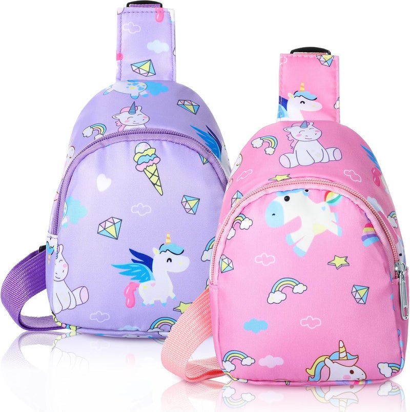 Cosblank 2 Pcs Christmas Small Crossbody Bag Girls Cute Cartoon Unicorn Sling Bag Shoulder Coin Pouch for Travel(Classic) - Image 1